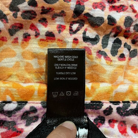 Ali Miles Women's Rainbow Leopard Burnout Button Shirt L Art to Wear Maximalist - Picture 6 of 10